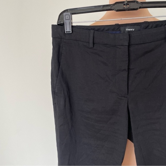 Theory Hartsdale Black Ankle Pants NP Crunch Wash Cropped Trouser EUC Size 4 - Picture 4 of 7